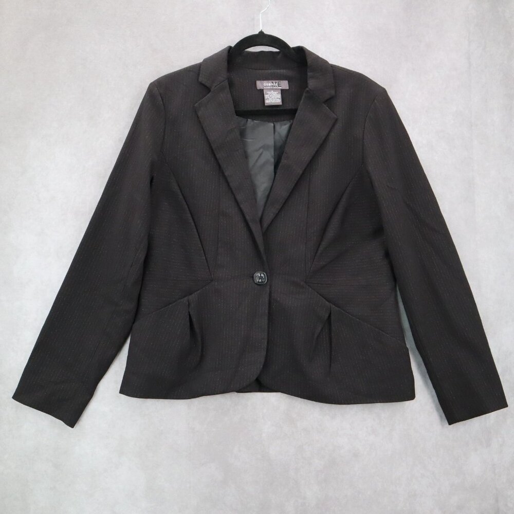 Mark Eisen George Black Silver Striped  Blazer size 16